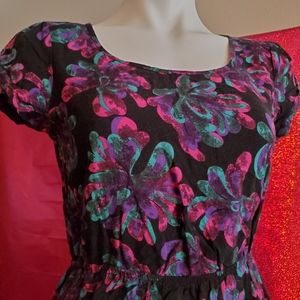 Blue & Purple Floral Sundress with Pockets